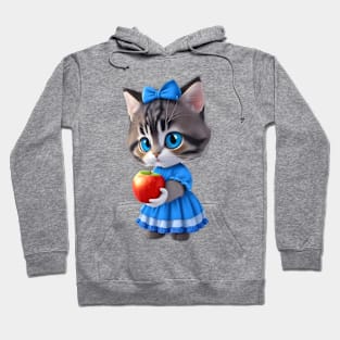 Kitten in dress holding an apple Hoodie